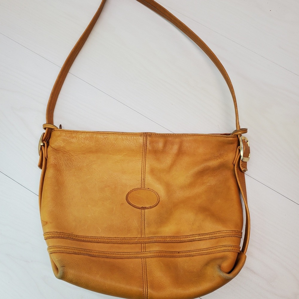 Vintage Genuine Leather Shoulder Bag Tan Brown Crossbody Messenger Purse